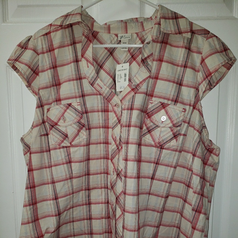 22/24 plaid button down tank